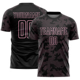 Custom Black-Light Pink Curve Lines Sublimation Soccer Uniform Jersey