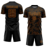 Custom Black-Bay Orange Curve Lines Sublimation Soccer Uniform Jersey