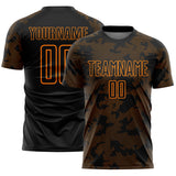Custom Black-Bay Orange Curve Lines Sublimation Soccer Uniform Jersey