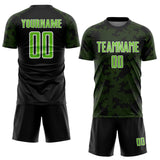 Custom Black Aurora Green-White Curve Lines Sublimation Soccer Uniform Jersey
