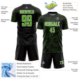 Custom Black Aurora Green-White Curve Lines Sublimation Soccer Uniform Jersey