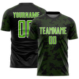 Custom Black Aurora Green-White Curve Lines Sublimation Soccer Uniform Jersey