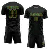 Custom Black Green-Old Gold Curve Lines Sublimation Soccer Uniform Jersey