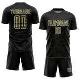 Custom Black Olive-Cream Curve Lines Sublimation Soccer Uniform Jersey
