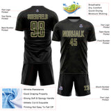 Custom Black Olive-Cream Curve Lines Sublimation Soccer Uniform Jersey