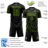 Custom Black-Neon Green Curve Lines Sublimation Soccer Uniform Jersey
