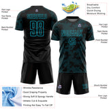 Custom Black-Lakes Blue Curve Lines Sublimation Soccer Uniform Jersey