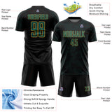Custom Black Midnight Green-Old Gold Curve Lines Sublimation Soccer Uniform Jersey
