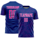 Custom Royal Deep Pink-White Curve Lines Sublimation Soccer Uniform Jersey