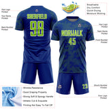 Custom Royal Neon Green-White Curve Lines Sublimation Soccer Uniform Jersey
