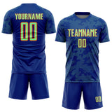 Custom Royal Pea Green-Orange Curve Lines Sublimation Soccer Uniform Jersey