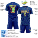 Custom Royal Pea Green-Orange Curve Lines Sublimation Soccer Uniform Jersey