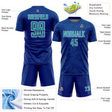 Custom Royal Teal-White Curve Lines Sublimation Soccer Uniform Jersey