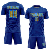 Custom Royal Powder Blue-Yellow Curve Lines Sublimation Soccer Uniform Jersey
