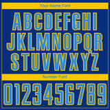 Custom Royal Powder Blue-Yellow Curve Lines Sublimation Soccer Uniform Jersey