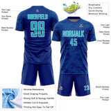 Custom Royal Lakes Blue-White Curve Lines Sublimation Soccer Uniform Jersey