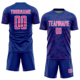 Custom Royal Pink-White Curve Lines Sublimation Soccer Uniform Jersey