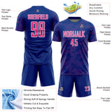 Custom Royal Pink-White Curve Lines Sublimation Soccer Uniform Jersey