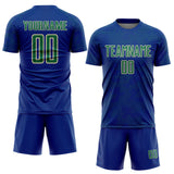 Custom Royal Kelly Green-Cream Curve Lines Sublimation Soccer Uniform Jersey