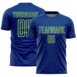 Custom Royal Kelly Green-Cream Curve Lines Sublimation Soccer Uniform Jersey