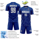 Custom Royal White-Gray Curve Lines Sublimation Soccer Uniform Jersey