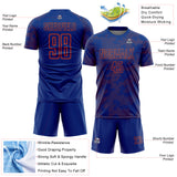 Custom Royal-Orange Curve Lines Sublimation Soccer Uniform Jersey