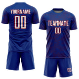 Custom Royal White-Red Curve Lines Sublimation Soccer Uniform Jersey