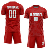 Custom Red White-Gray Curve Lines Sublimation Soccer Uniform Jersey