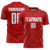 Custom Red White-Gray Curve Lines Sublimation Soccer Uniform Jersey