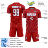 Custom Red White-Light Blue Curve Lines Sublimation Soccer Uniform Jersey