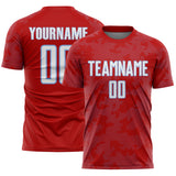 Custom Red White-Light Blue Curve Lines Sublimation Soccer Uniform Jersey