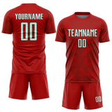 Custom Red White-Kelly Green Curve Lines Sublimation Soccer Uniform Jersey