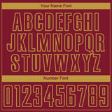 Custom Crimson-Old Gold Curve Lines Sublimation Soccer Uniform Jersey
