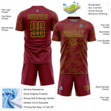 Custom Crimson-Neon Green Curve Lines Sublimation Soccer Uniform Jersey