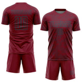 Custom Crimson-Teal Curve Lines Sublimation Soccer Uniform Jersey
