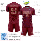 Custom Crimson Royal-Cream Curve Lines Sublimation Soccer Uniform Jersey