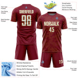 Custom Crimson White-Old Gold Curve Lines Sublimation Soccer Uniform Jersey
