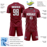 Custom Crimson White-Gray Curve Lines Sublimation Soccer Uniform Jersey