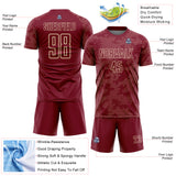 Custom Crimson-Cream Curve Lines Sublimation Soccer Uniform Jersey