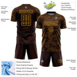 Custom Brown-Gold Curve Lines Sublimation Soccer Uniform Jersey