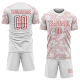 Custom White-Red Curve Lines Sublimation Soccer Uniform Jersey