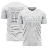 Custom White-Gray Curve Lines Sublimation Soccer Uniform Jersey