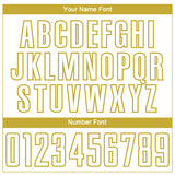 Custom White-Old Gold Curve Lines Sublimation Soccer Uniform Jersey