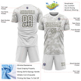 Custom White-Olive Curve Lines Sublimation Soccer Uniform Jersey