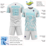 Custom White-Lakes Blue Curve Lines Sublimation Soccer Uniform Jersey