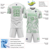 Custom White-Grass Green Curve Lines Sublimation Soccer Uniform Jersey