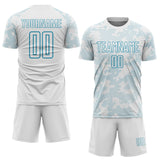 Custom White-Panther Blue Curve Lines Sublimation Soccer Uniform Jersey