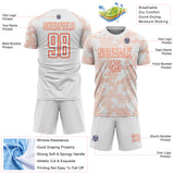 Custom White-Orange Curve Lines Sublimation Soccer Uniform Jersey