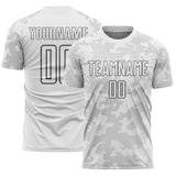 Custom White-Steel Gray Curve Lines Sublimation Soccer Uniform Jersey