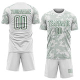 Custom White-Green Curve Lines Sublimation Soccer Uniform Jersey
